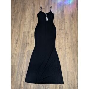 SKIMS Soft Lounge‎ Long Ribbed Slip Dress Onyx AP-DRS-0596 Size Large